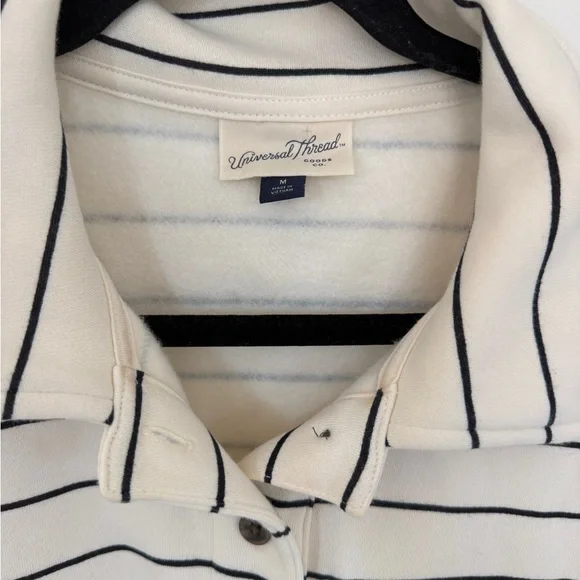 Universal Thread Cream Polo Sweater with Black Stripes - Picture 2 of 3